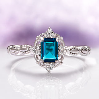 Claire Natural London Blue Topaz Engagement Ring in 14K White Gold