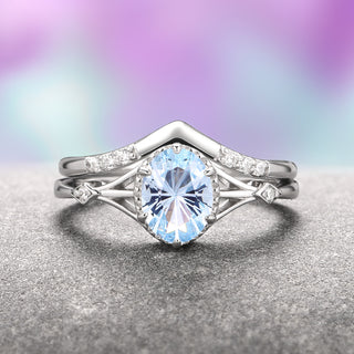 Celtic Aquamarine Couples Ring Set