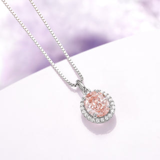 Iris Blush Pink Oval Morganite Necklace in Sterling Silver