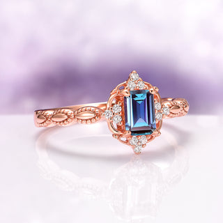 Claire Vintage Alexandrite Ring in 14K Solid Rose Gold