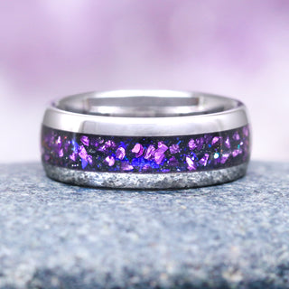 Galaxy Crushed Alexandrite Wedding Band in Tungsten Carbide (8mm)