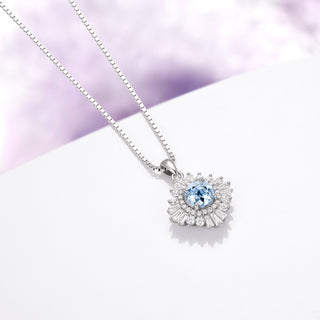Joelle Vintage Aquamarine Necklace in Sterling Silver