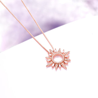 Starburst Simulated Diamond Necklace in 14K Rose Gold Vermeil