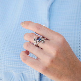 Wisteria Alexandrite Leaf Couples Ring Set