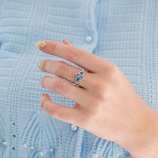 Borealis Tanzanite & Teal Sapphire Couples Ring Set (Mountain Range)