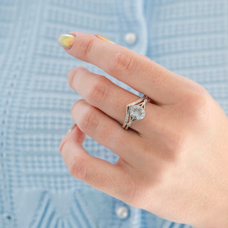 Celtic Aquamarine Ring Set- Sterling Silver (Fantasy Cut)