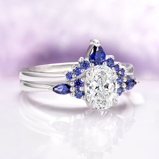 Estée Lab-Grown Diamond and Blue Sapphire Engagement  Ring Set in 14K White Gold (IGI Certified)
