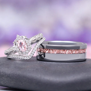 Claire Vintage Morganite Couples Ring Set