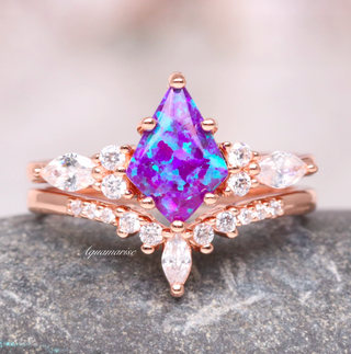 Skye Kite®  Lavender Fire Opal Ring Set- 14K Rose Gold Vermeil