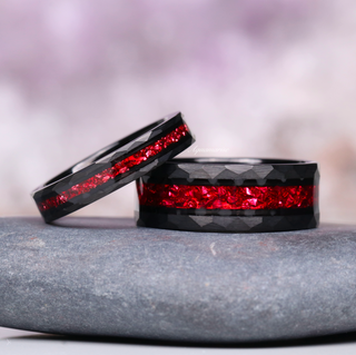 Crushed Red Garnet Couples Ring Set