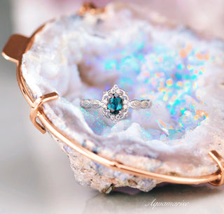 Claire Vintage Alexandrite Engagement Ring in 14K White Gold