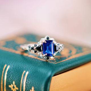 Blue Sapphire & Fire Opal Couples Ring Set