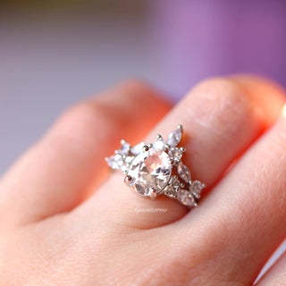 Evelyn Oval Cut White Sapphire Engagement Ring in Sterling Silver