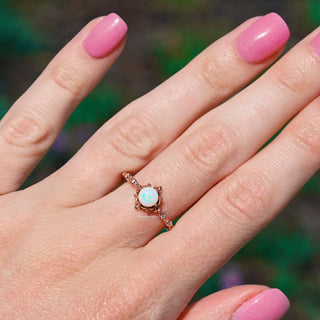 Natural Australian Opal Engagement Ring in 14K Rose Gold Vermeil