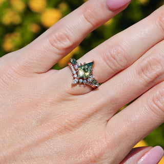 Skye Kite® Green Moss Agate Engagement Ring Set in 14K Rose Gold Vermeil