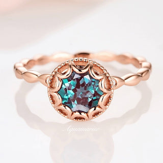 Vintage Alexandrite Ring- 14K Rose Gold Vermeil
