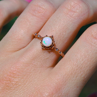 Natural Australian Opal Engagement Ring in 14K Rose Gold Vermeil