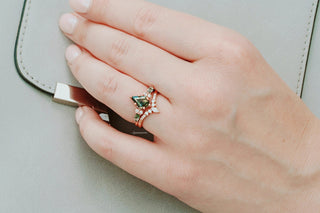 Skye Kite® Green Moss Agate Engagement Ring Set in 14K Rose Gold Vermeil