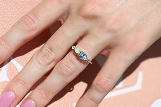 Aquamarine and Natural Australian Opal Ring in Sterling Silver
