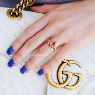 Padparadscha Sapphire Engagement Ring Set in 14K Solid Rose Gold