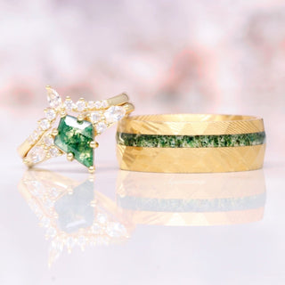 Skye Kite® Green Moss Agate Couples Ring Set