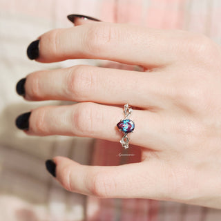 Twisted Vine Alexandrite Twig Engagement Ring in 14K White Gold