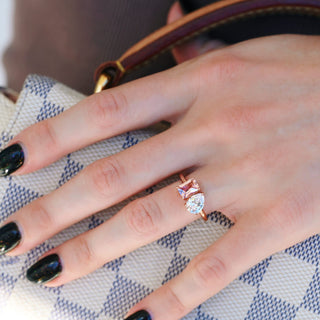 Toi Et Moi Morganite and Diamond (cz) Ring- 925 Sterling Silver