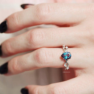 Twisted Vine Alexandrite Twig Engagement Ring in 14K White Gold