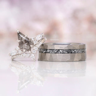 Skye Kite®  Galaxy Salt & Pepper (Herkimer Diamond) and Meteorite Couples Ring Set