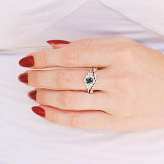 Moss Agate Fairy Leaf Ring Set in Sterling Silver