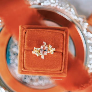 Pink Lab-Grown Diamond Fairy Leaf Engagement Ring in 14K Solid Yellow Gold (IGI Certified)