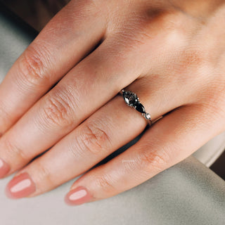 Rutilated Quartz & Black Onyx Ring in Sterling Silver