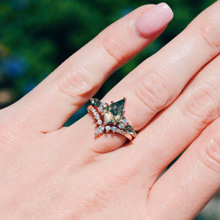 Skye Kite® Green Moss Agate Engagement Ring Set in 14K Rose Gold Vermeil