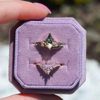 Skye Kite® Green Moss Agate Engagement Ring Set in 14K Rose Gold Vermeil