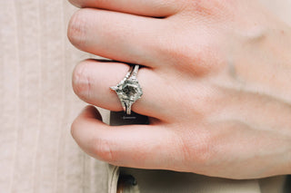 Natural Herkimer Diamond Hexagon Ring Set in Sterling Silver