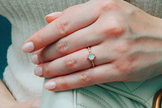 Natural Australian Opal Engagement Ring in 14K Rose Gold Vermeil