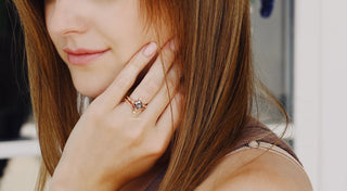 Princess Cut Rutilated Quartz Engagement Ring Set in 14K Solid Rose Gold