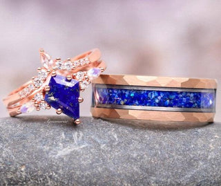 Skye Kite® Blue Lapis Lazuli & Moonstone Couples Ring Set