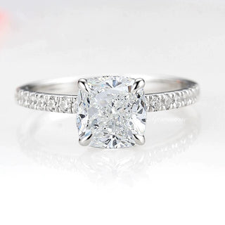 Cushion Cut Lab-Grown Diamond Engagement Ring- 14K White Gold (IGI Certified)