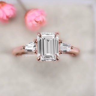 Emerald Cut Lab-Grown Diamond Engagement Ring- 14K Solid Rose Gold (IGI Certified)