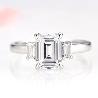 Emerald Cut Lab-Grown Diamond Engagement Ring- 14K White Gold (IGI Certified)