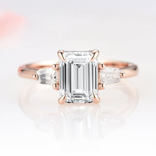 Emerald Cut Lab-Grown Diamond Engagement Ring- 14K Solid Rose Gold (IGI Certified)