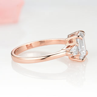 Emerald Cut Lab-Grown Diamond Engagement Ring- 14K Solid Rose Gold (IGI Certified)