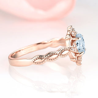 Claire Vintage Aquamarine Ring in 14K Solid Rose Gold