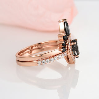 Amy Rutilated Quartz & Black Onyx Ring Set in 14K Rose Gold Vermeil