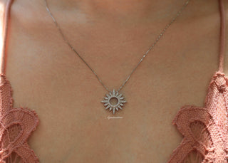Starburst Simulated Diamond Necklace in Sterling Silver