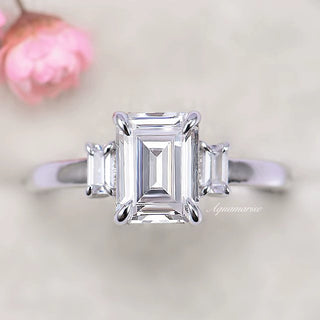Emerald Cut Lab-Grown Diamond Engagement Ring- 14K White Gold (IGI Certified)