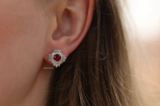Joelle Natural Red Garnet Stud Earrings in Sterling Silver
