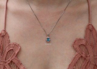 Natural London Blue Topaz Necklace in Sterling Silver