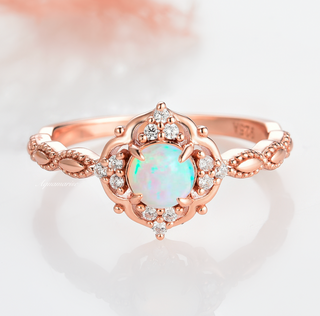 Claire Natural Australian Opal Ring in 14K Rose Gold Vermeil